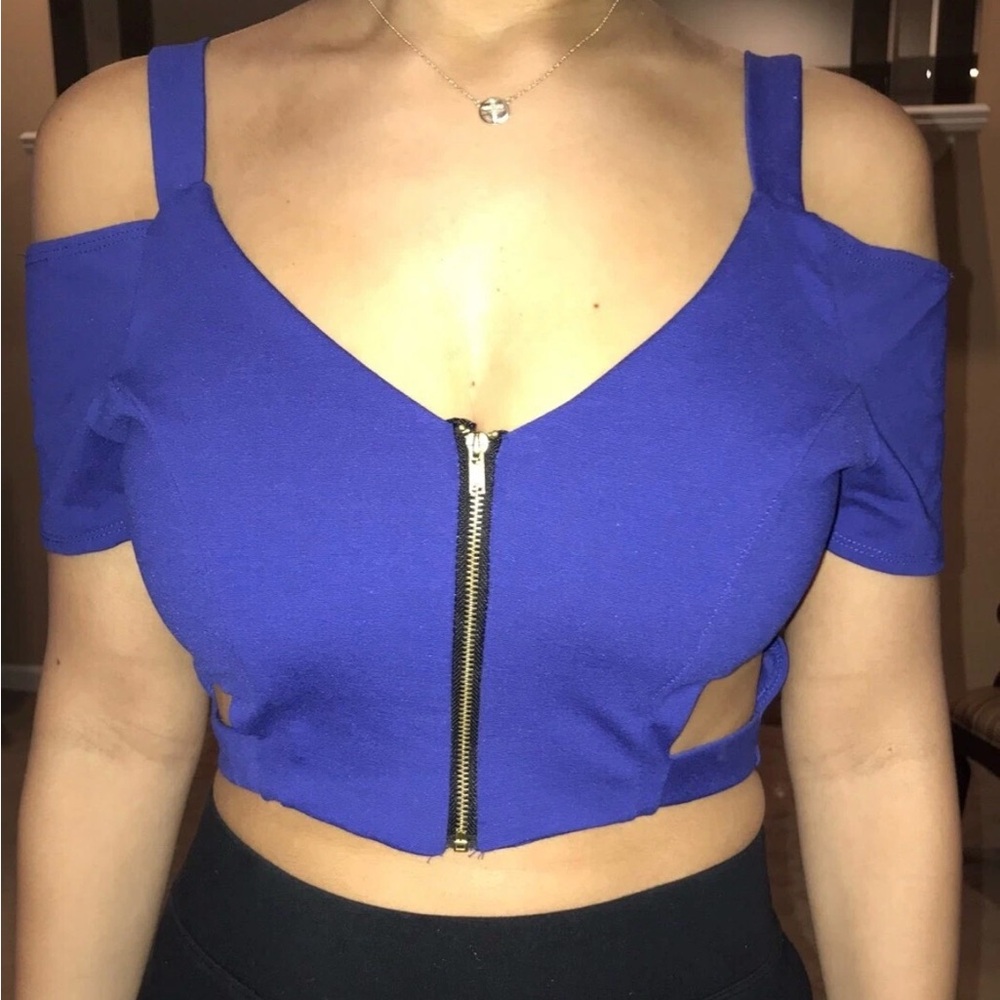Charlotte Russe Royal Blue Zippered Crop Top